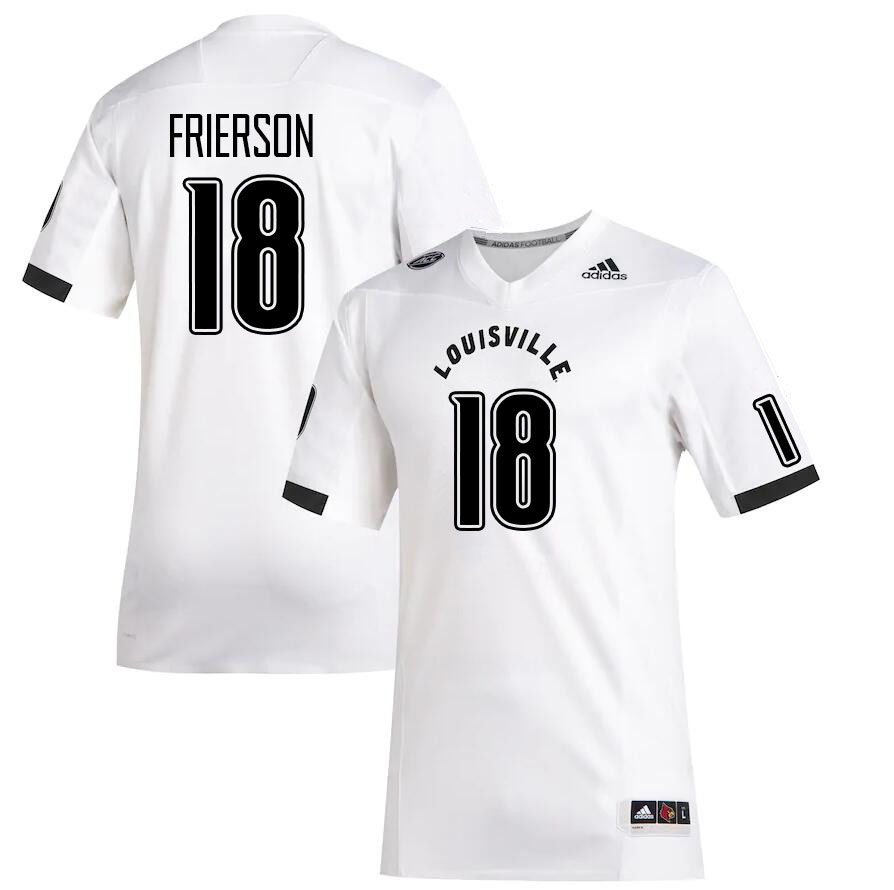 Men #18 Gilbert Frierson Louisville Cardinals College Football Jerseys Stitched Sale-White - Click Image to Close